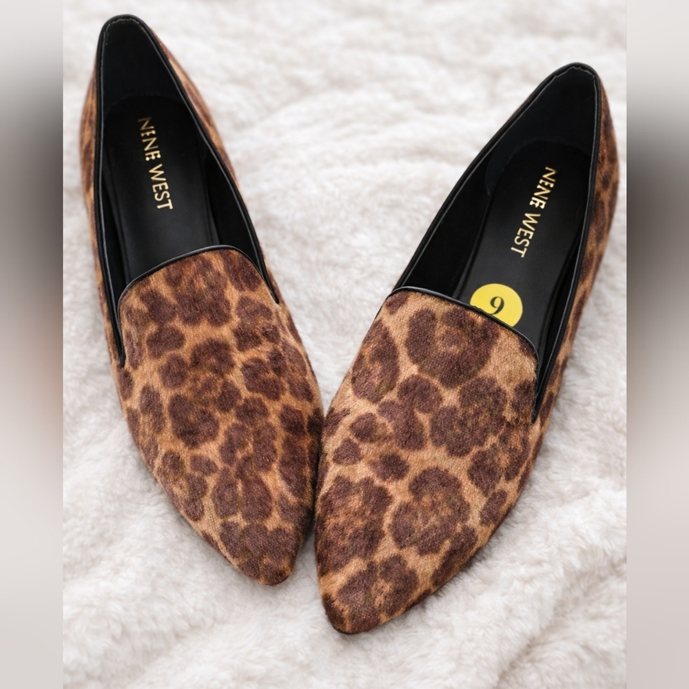 Nine‎ West Leopard Print Pointed Toe Flats - Brown